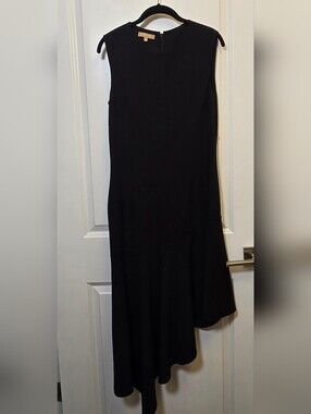 Michael Kors Collectipn Black Asymmetric Hem Sleeveless Dress Size 12